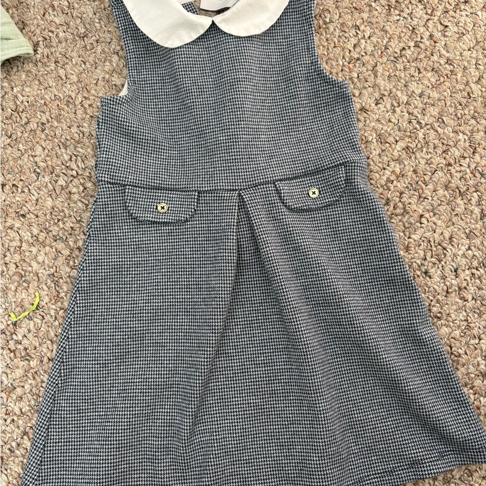 Janie and Jack navy and White Houndstooth with Collar Dress
